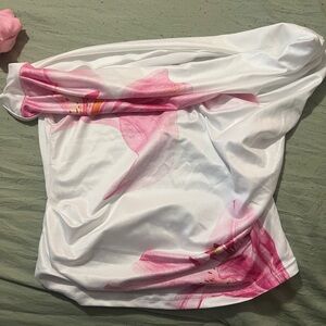 White and Pink Floral Shirt